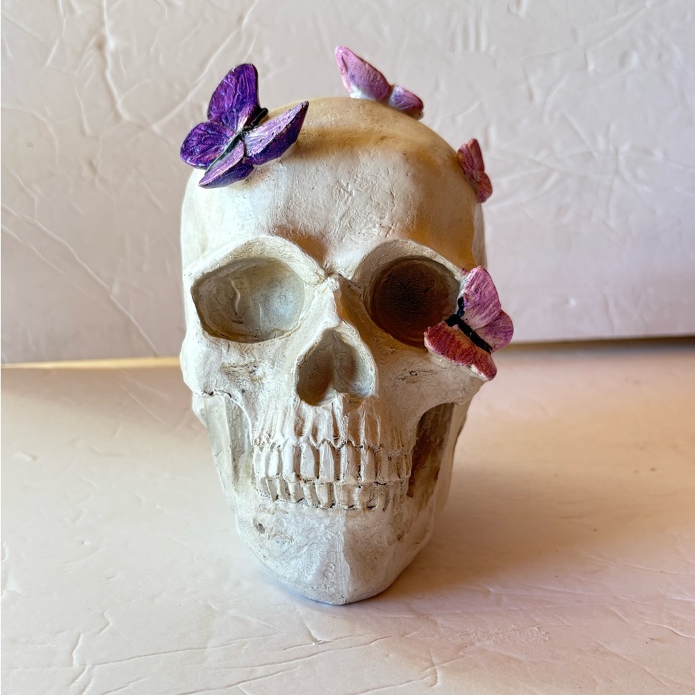 NEW - Butterfly Skull Head Decor